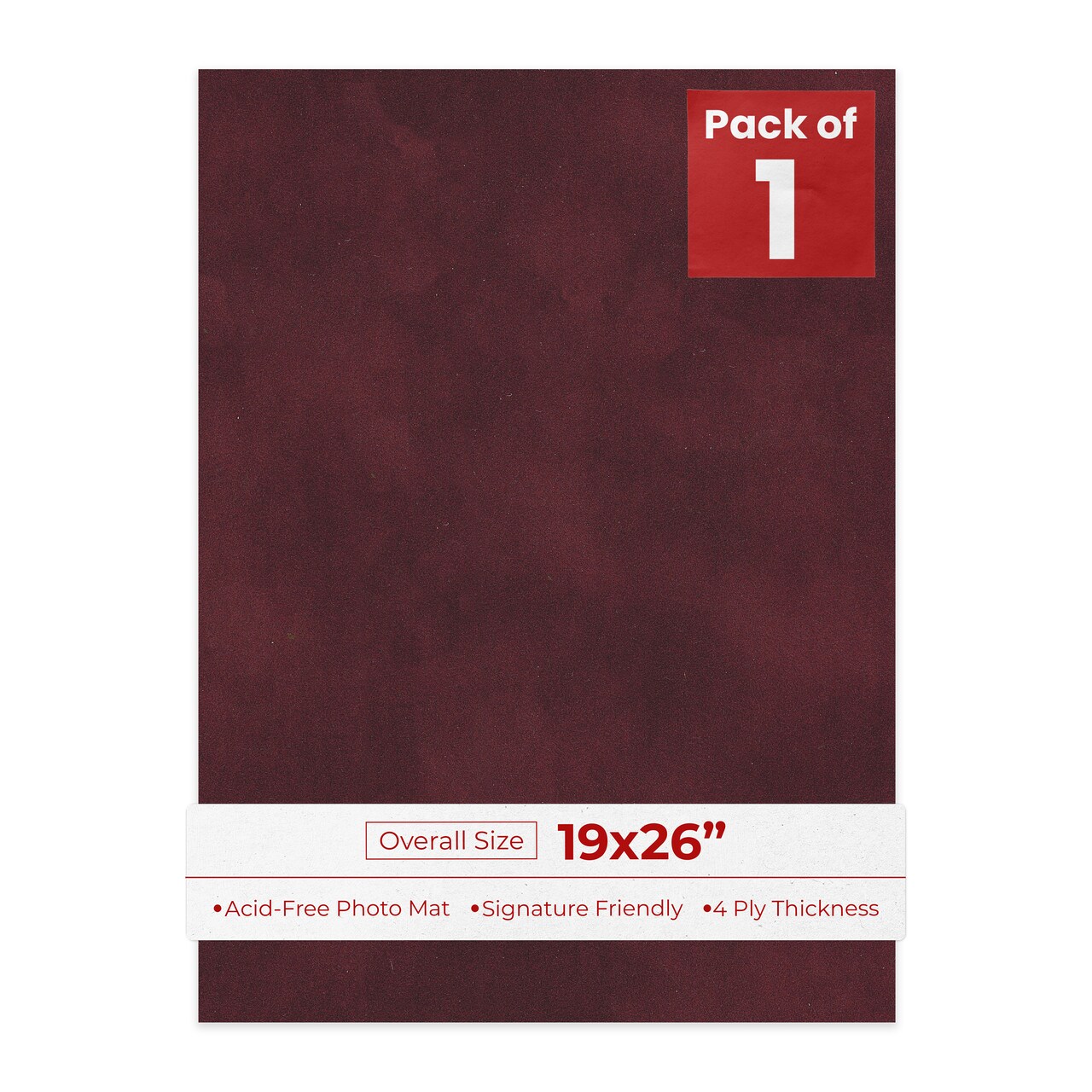 Dark Red Suede 19x26 Uncut Mat Board - Blank Sheets, No Opening